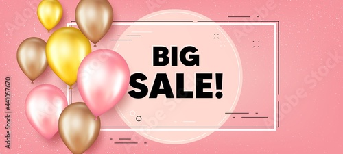 Big Sale text. Balloons frame promotion banner. Special offer price sign. Advertising Discounts symbol. Big sale text frame background. Party balloons banner. Vector