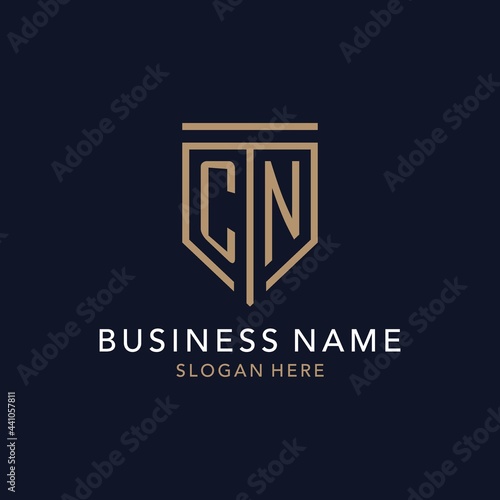 CN initial logo monogram with simple luxury shield icon design