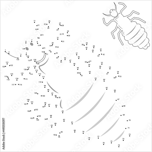 Louse Icon Connect The Dots, Lice Icon, Wingless Insect, Obligate Parasite, Puzzle Containing A Sequence Of Numbered Dots