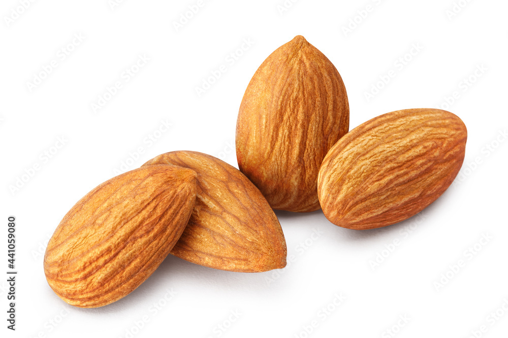 Delicious almonds, isolated on white background Delicious almonds, isolated on white background