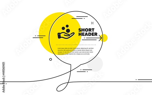 Donation money simple icon. Continuous line chat bubble banner. Money savings sign. Donate cash symbol. Donation money icon in chat message. Talk comment and speak background. Vector