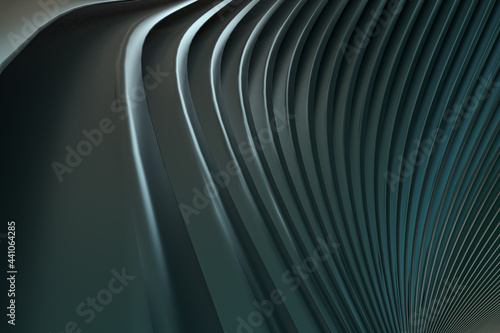 green Abstract wall wave architecture abstract background 3d rendering  green background for presentation