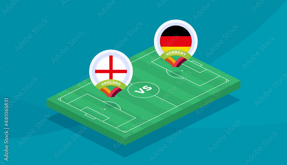 england vs germany round of 16 match, European Football Championship euro 2020 vector illustration. Football 2020 championship match versus teams intro sport background - obrazy, fototapety, plakaty 