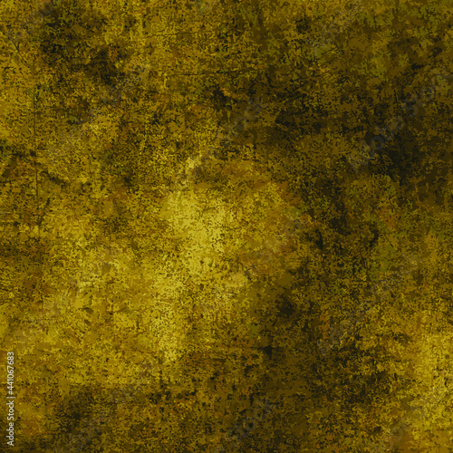 Colored abstract grunge texture. Texture of spots, stains, ink, dots, scratches. Damaged gold backdrop. Distressed dirty artistic design element for web, print, template and abstract background