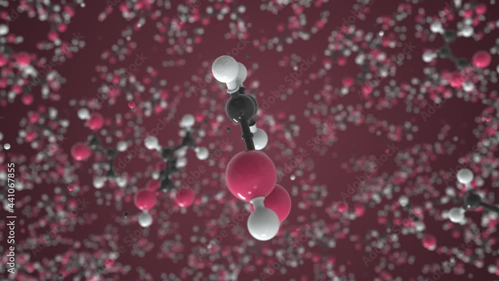 Acrylic acid molecule. Conceptual molecular model. Chemical looping 3d animation Acrylic acid molecule. Conceptual molecular model. Chemical looping 3d animation
