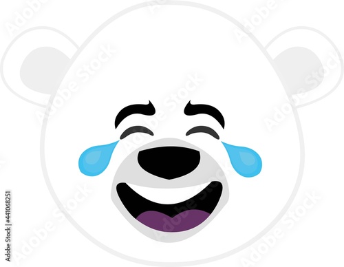 Vector emoticon illustration of the face of a cartoon panda bear with tears of joy