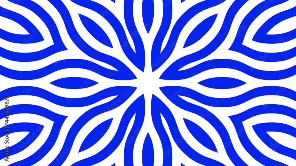 Looped motion. Blue and white optical illusion. Meditation footage. Psychedelic hypnotic transformation. Op Art video. Looping animation footage for design. Mandala. Animated geometric footage. 4K Looped motion. Blue and white optical illusion. Meditation footage. Psychedelic hypnotic transformation. Op Art video. Looping animation footage for design. Mandala. Animated geometric footage. 4K