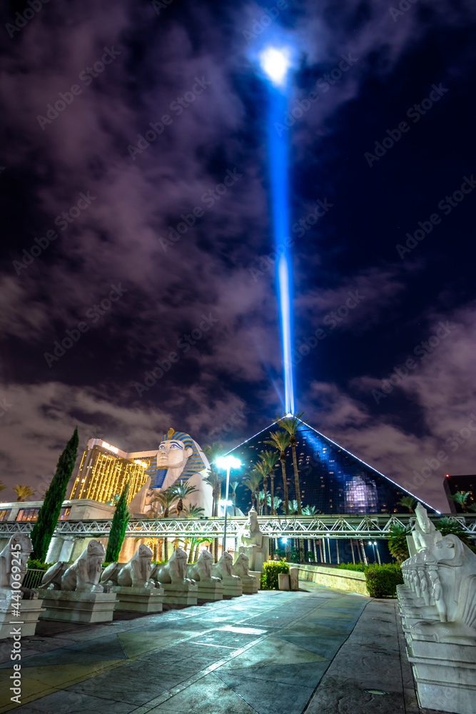 Luxor Hotel and Sky Beam at night - Las Vegas, Nevada, USA Stock Photo |  Adobe Stock