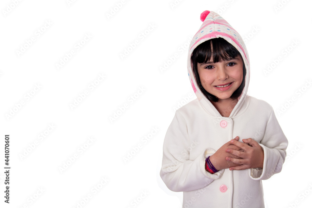 girl in white coat on white background girl in white coat on white background