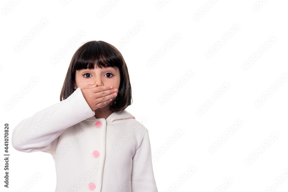 girl in white coat on white background girl in white coat on white background