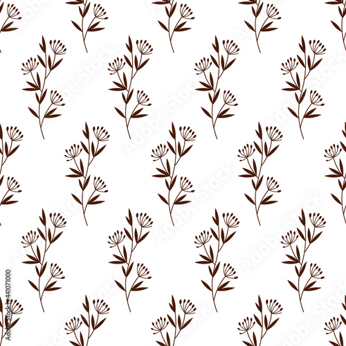 Meadow grass pattern. Vector illustration isolated on white background. For the use of fabrics, packaging, cards and invitations, covers, banners and flyers, prints, promotions.