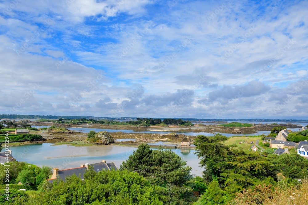 Beautiful seascape on the Brehat island in Brittany. France