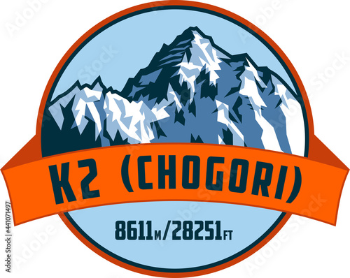 vector K2 mountain logo label
