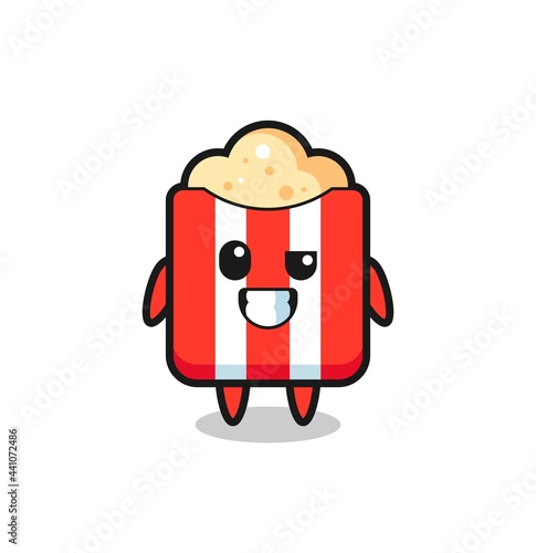 cute popcorn mascot with an optimistic face