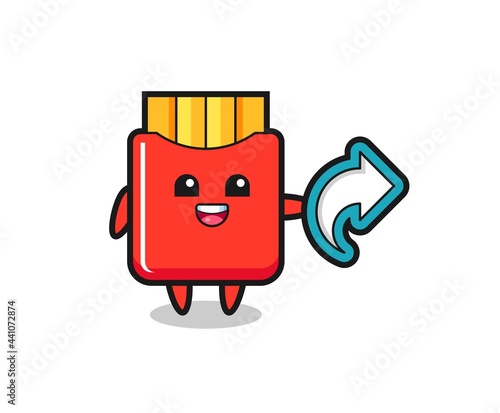cute french fries hold social media share symbol
