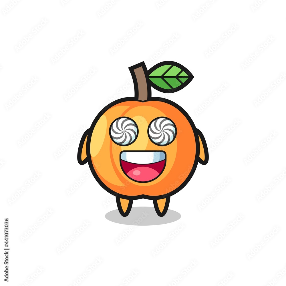 cute apricot character with hypnotized eyes cute apricot character with hypnotized eyes