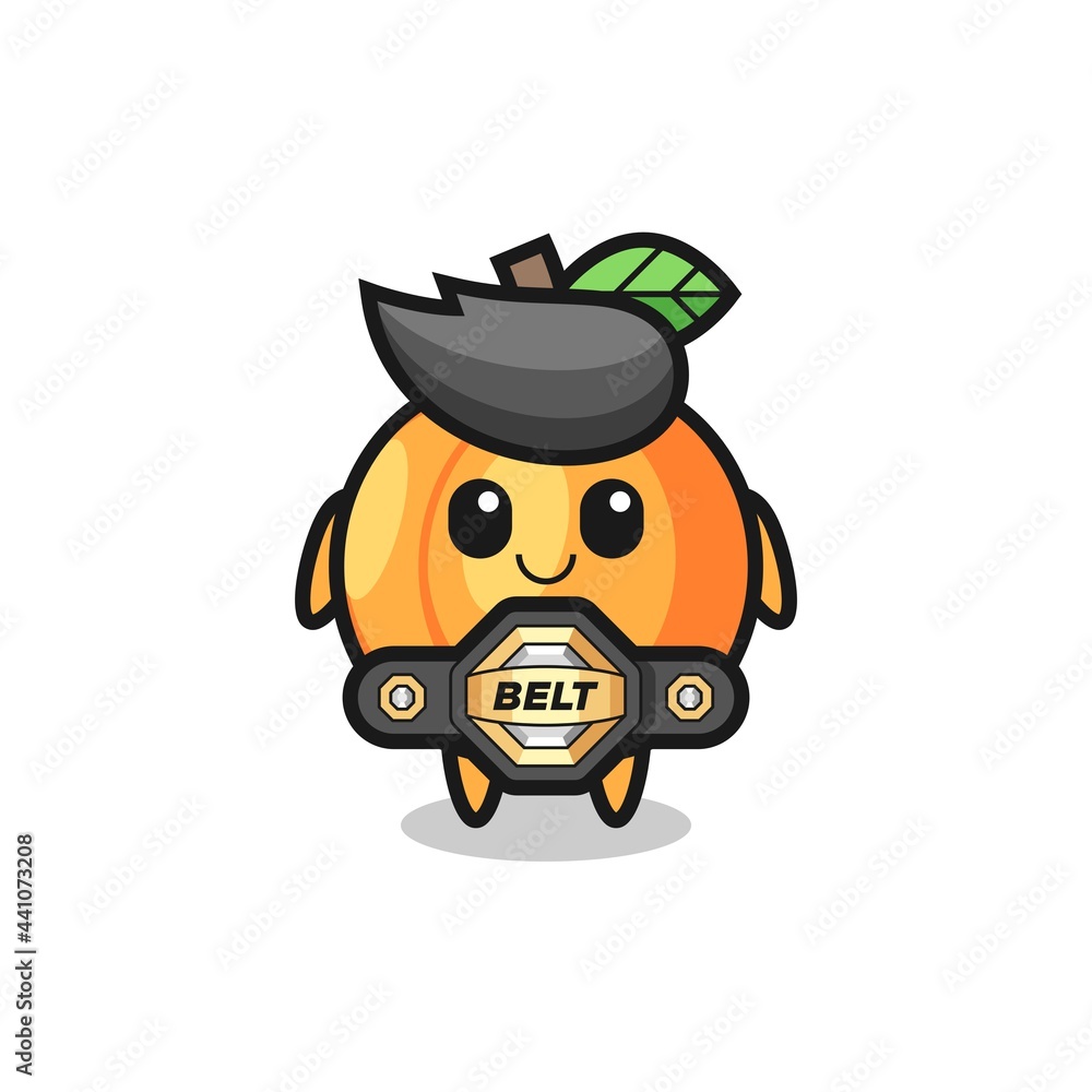the MMA fighter apricot mascot with a belt