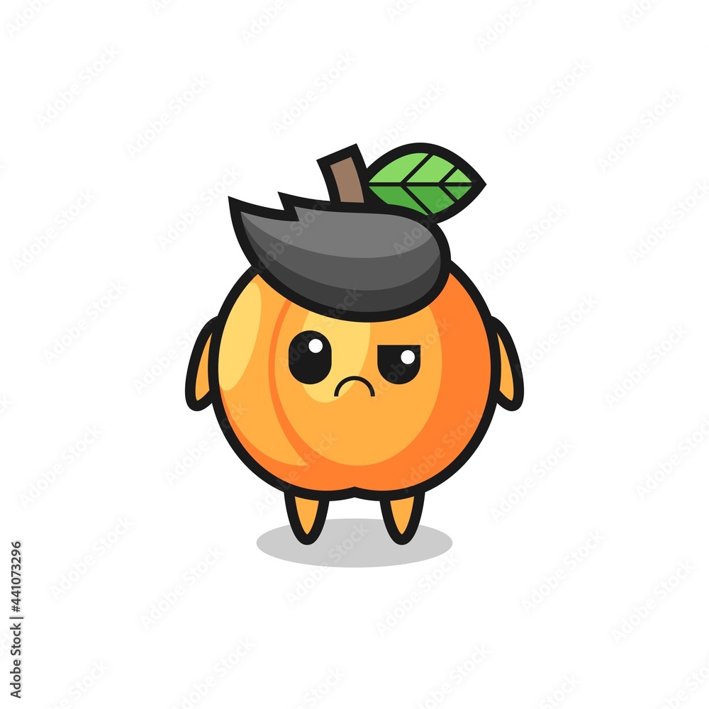 the mascot of the apricot with sceptical face