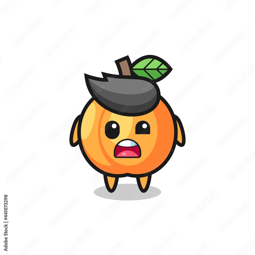 the shocked face of the cute apricot mascot