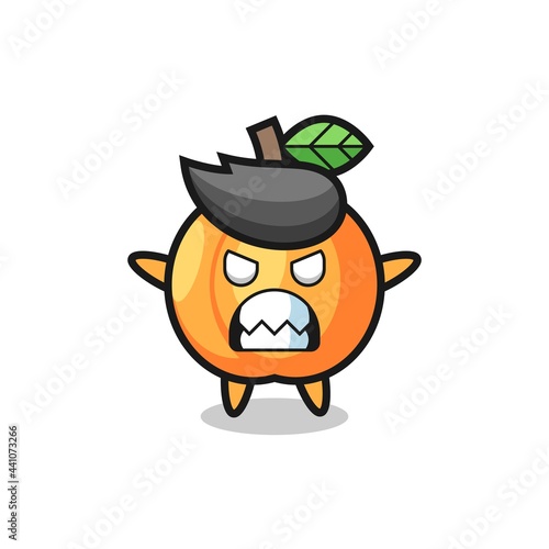 wrathful expression of the apricot mascot character
