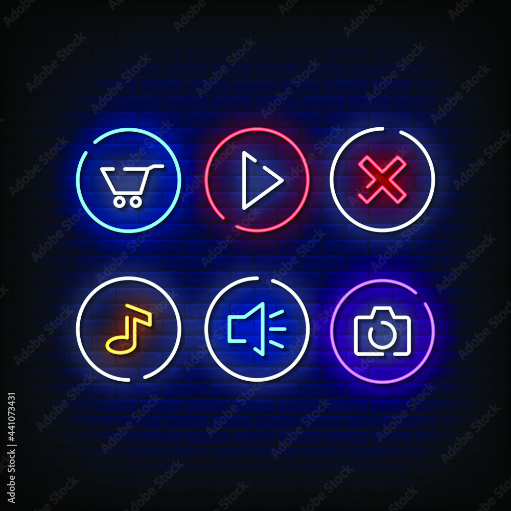 Button Symbol Neon Signs Style Text Vector Button Symbol Neon Signs Style Text Vector