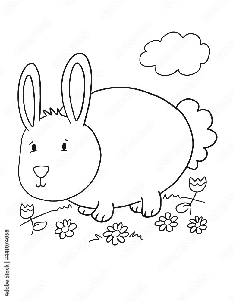 custom made wallpaper toronto digitalCute Easter Bunny Rabbit Coloring Page Vector Illustration Art