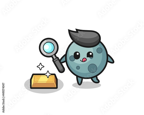 asteroid character is checking the authenticity of the gold bullion