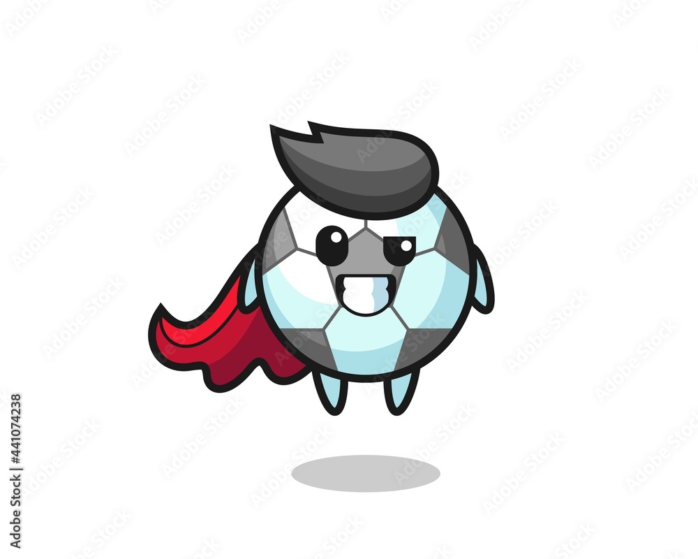 Naklejka premium the cute football character as a flying superhero