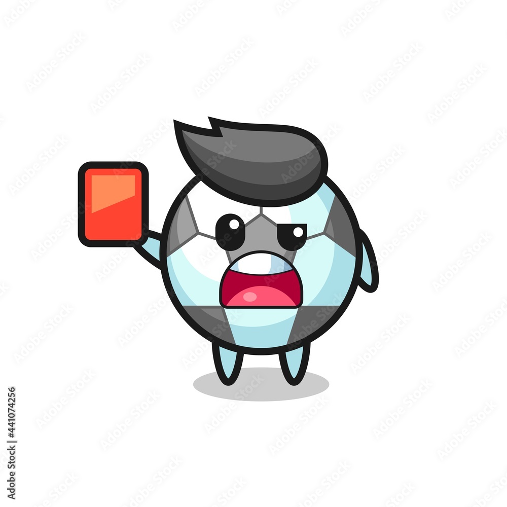 football cute mascot as referee giving a red card football cute mascot as referee giving a red card