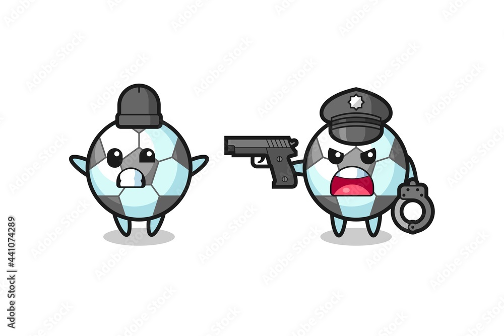 illustration of football robber with hands up pose caught by police illustration of football robber with hands up pose caught by police