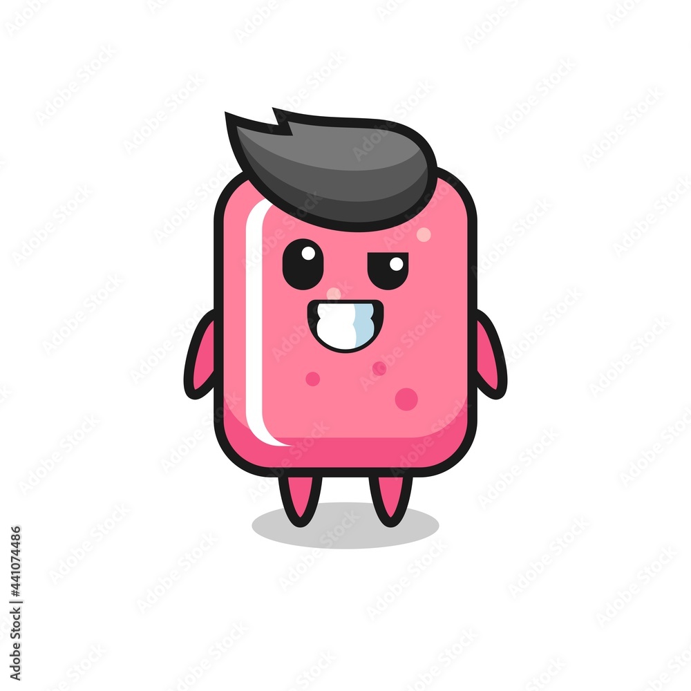 cute bubble gum mascot with an optimistic face