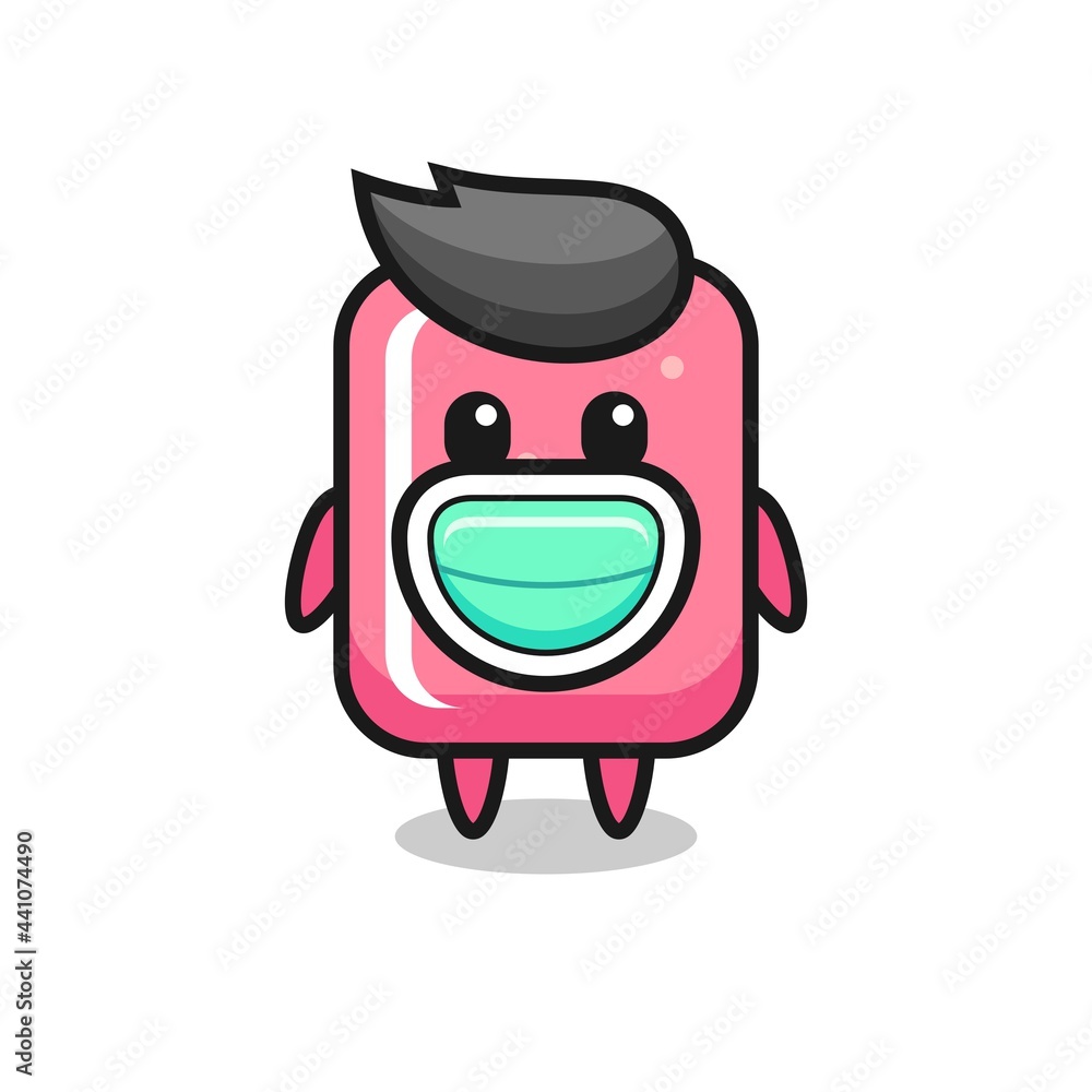 cute bubble gum cartoon wearing a mask cute bubble gum cartoon wearing a mask