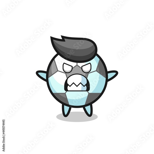 wrathful expression of the football mascot character