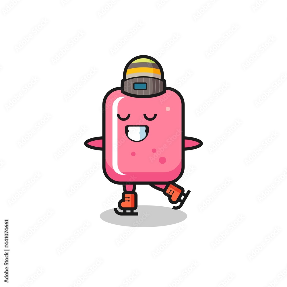 bubble gum cartoon as an ice skating player doing perform bubble gum cartoon as an ice skating player doing perform