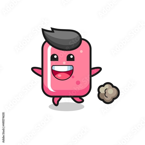 the happy bubble gum cartoon with running pose
