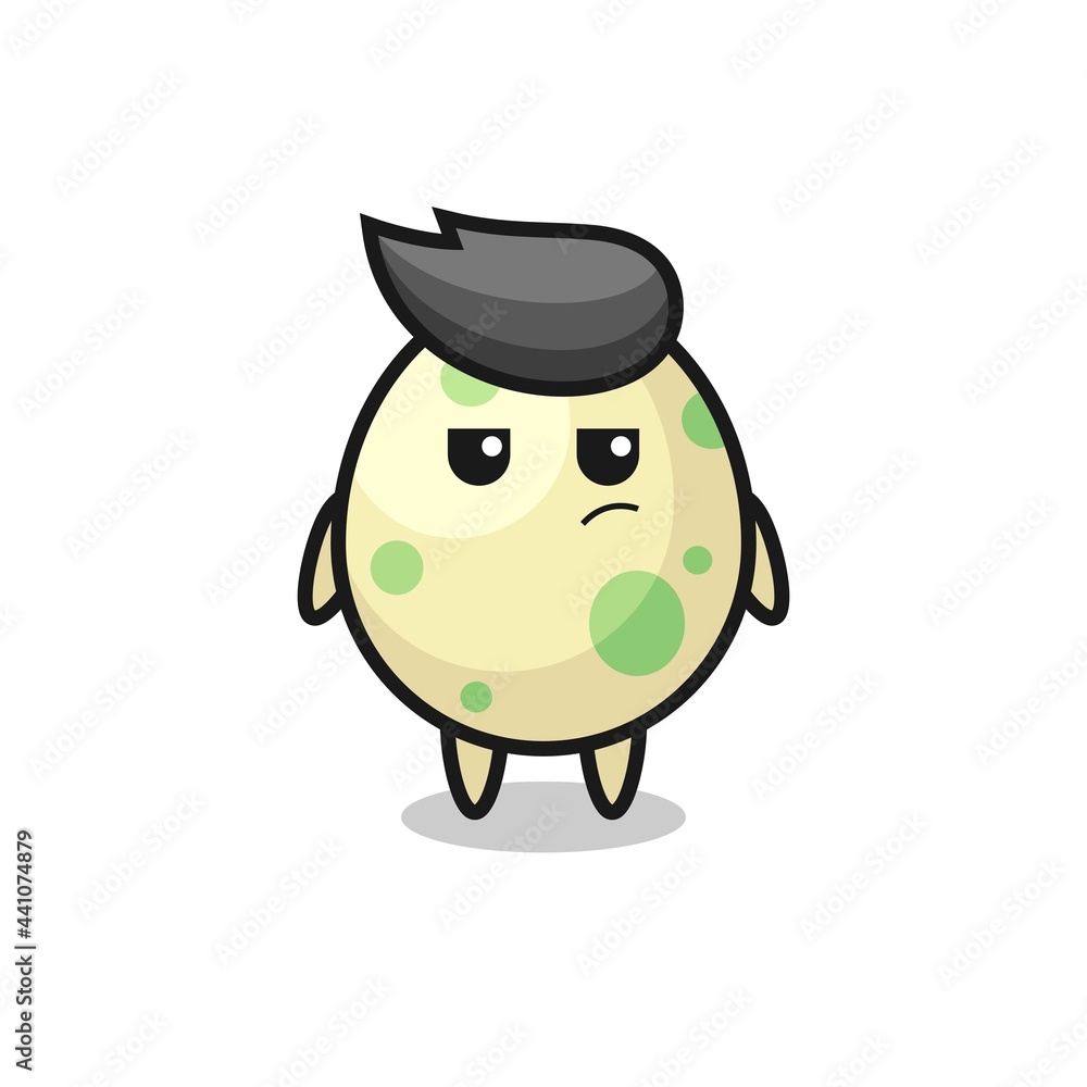 cute spotted egg character with suspicious expression cute spotted egg character with suspicious expression