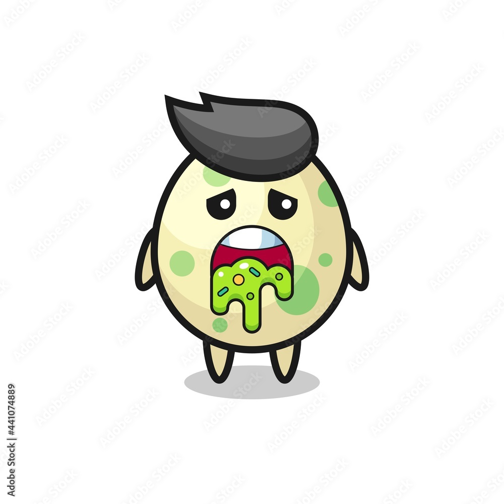 the cute spotted egg character with puke the cute spotted egg character with puke