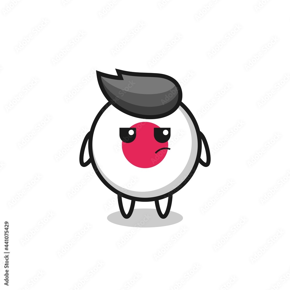 cute japan flag badge character with suspicious expression
