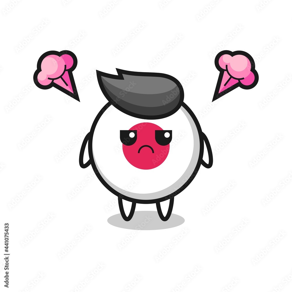 annoyed expression of the cute japan flag badge cartoon character annoyed expression of the cute japan flag badge cartoon character
