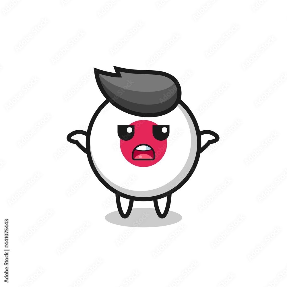 japan flag badge mascot character saying I do not know japan flag badge mascot character saying I do not know