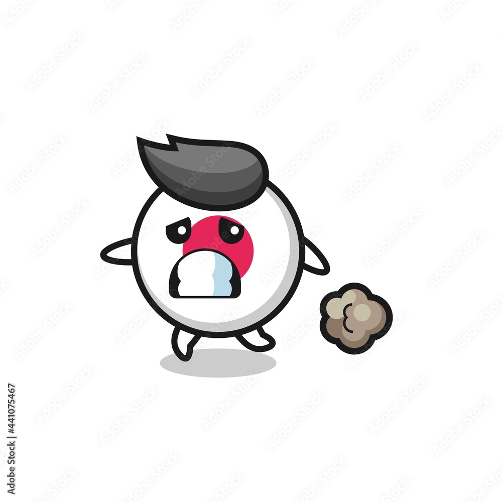 illustration of the japan flag badge running in fear illustration of the japan flag badge running in fear
