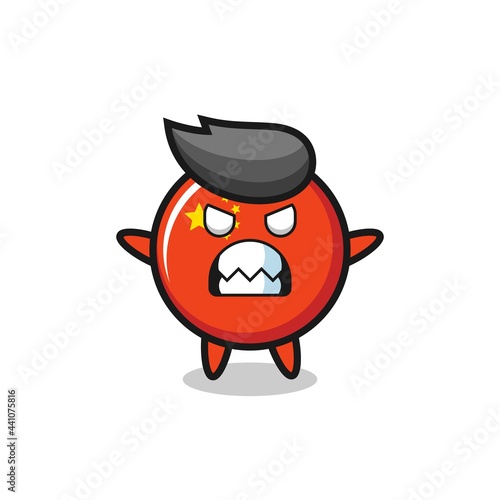 wrathful expression of the china flag badge mascot character