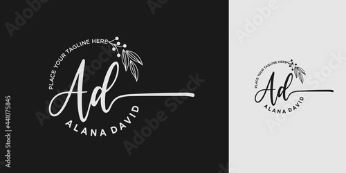 combination letter ad signature. Vector calligraphy logo design illustration template
