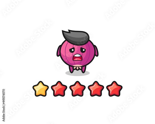 the illustration of customer bad rating, onion cute character with 1 star © heriyusuf