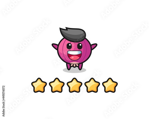 the illustration of customer best rating, onion cute character with 5 stars © heriyusuf