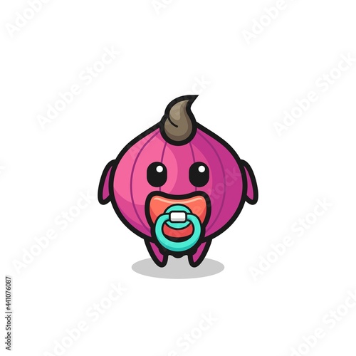 baby onion cartoon character with pacifier