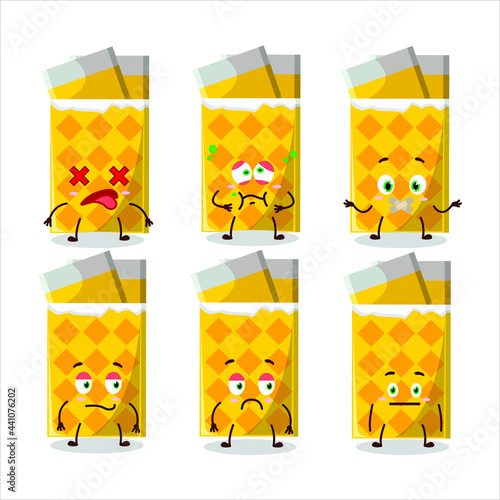 Yellow bubble gum cartoon character with nope expression. Vector illustration