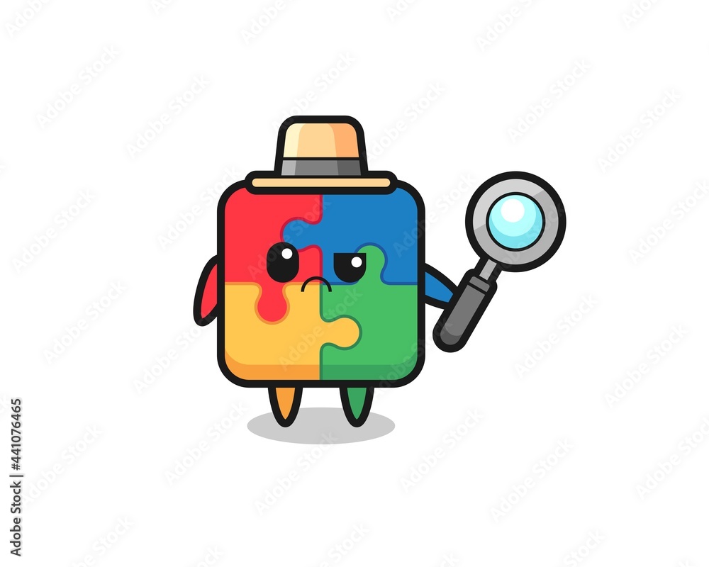 the mascot of cute puzzle as a detective the mascot of cute puzzle as a detective
