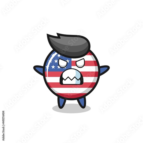 wrathful expression of the united states flag badge mascot character