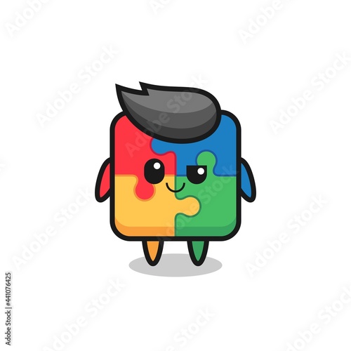 puzzle cartoon with an arrogant expression